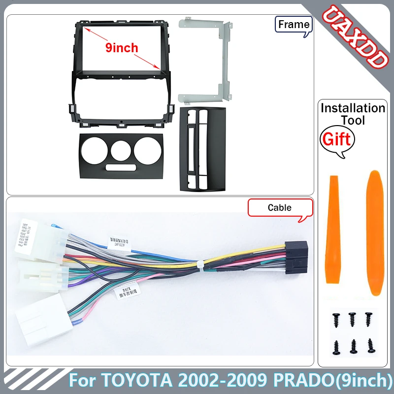 

9-дюймовый автомобильный радиоприемник для TOYOTA 2004-2009 PRADO 120, Android, DVD-экран, видео, CD-проигрыватель, mp5cable, пластиковая рамка