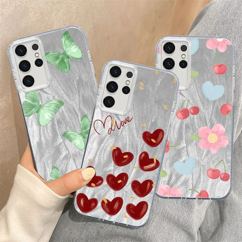 Художественный цветок красивый чехол для Samsung S24 S23 S21 FE Plus Ultra A03 A25 A23 A22 A21S A15 A14 A12