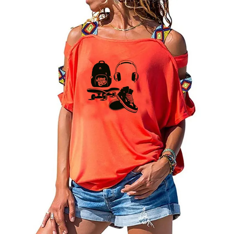 

Женская футболка с коротким рукавом в стиле хип-хоп, летняя крутая футболка для катания на коньках