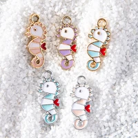 10pcslot 618mm cartoon seahorse enamel charms alloy drip oil necklace bracelet womens jewelry accessories