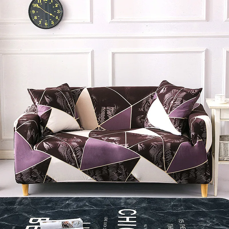 

18 Pattern Stretch Sofa Cover Elastic Slipcovers All-inclusive Couch Case Geometry Flowers Chair L-Style Sofa Case 3 2 1 Seater