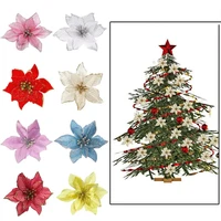 510pcs 13cm glitter artificial flowers for christmas tree decoration diy christmas ornaments home wedding xmas party decoration