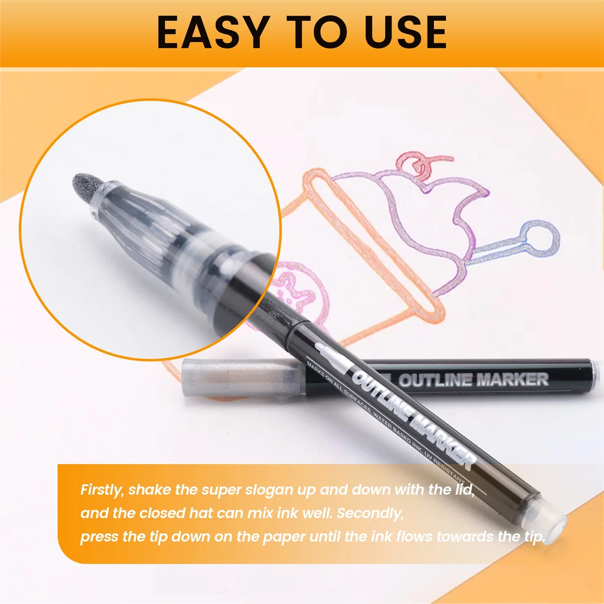 Мерцающие маркеры Doodle Outline Dazzles: 12 цветов набор блестящих ручек с двойной линией