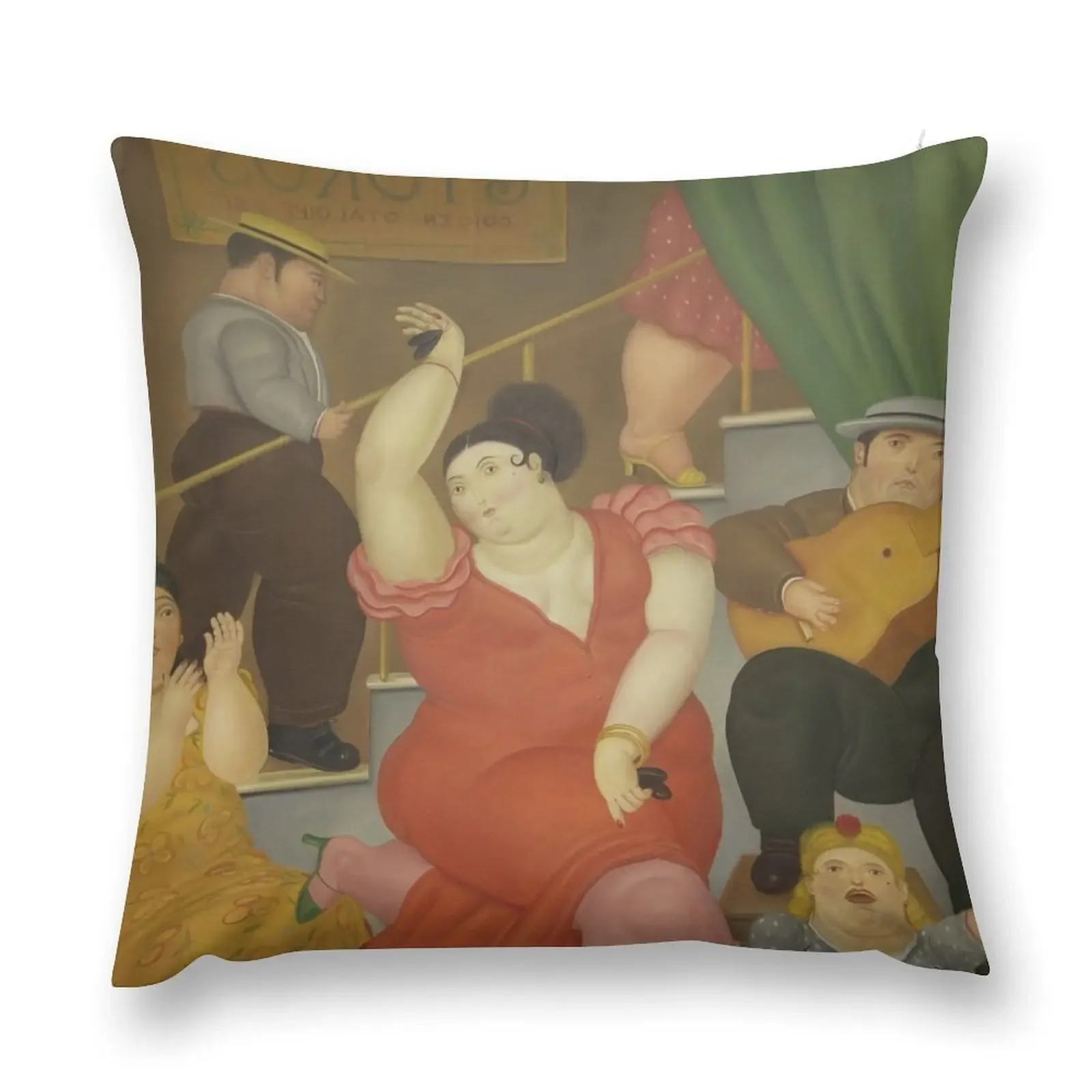Fernando Botero - Tablao Flamenco Выставочный плакат Подушка для сна Чехлы подушек Роскошная
