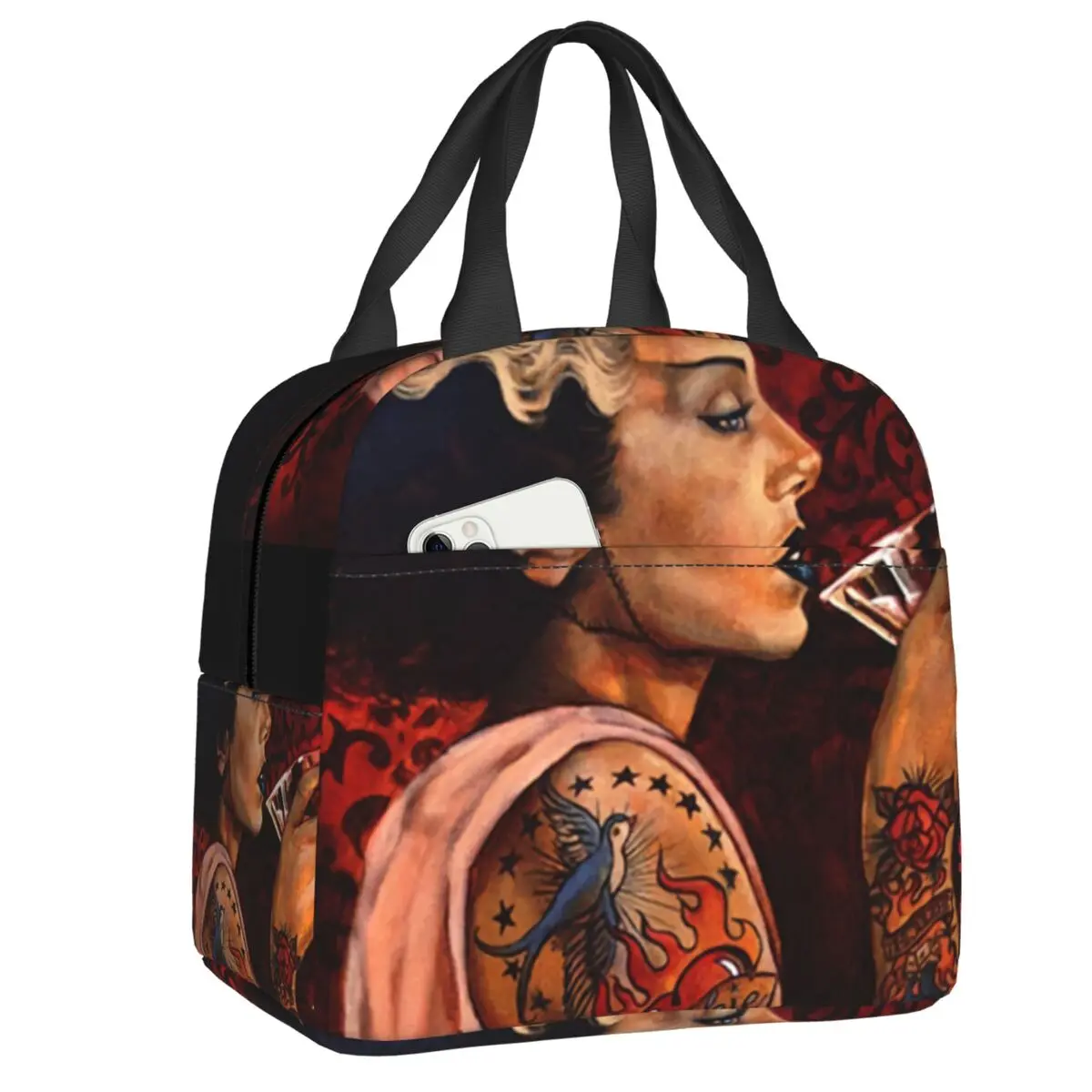 

Изолированные сумки для обеда с изображением монстра невесты и татуировок для женщин, портативный термоохладитель, Ланч-бокс для еды, Ланчб...