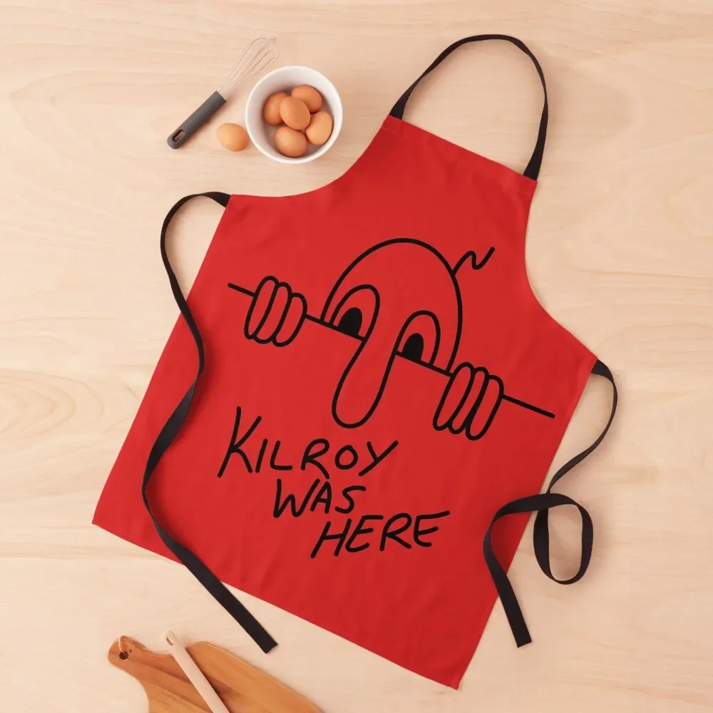 Фартук Kilroy Was Here (с черными буквами на красном фоне) женский кухонный