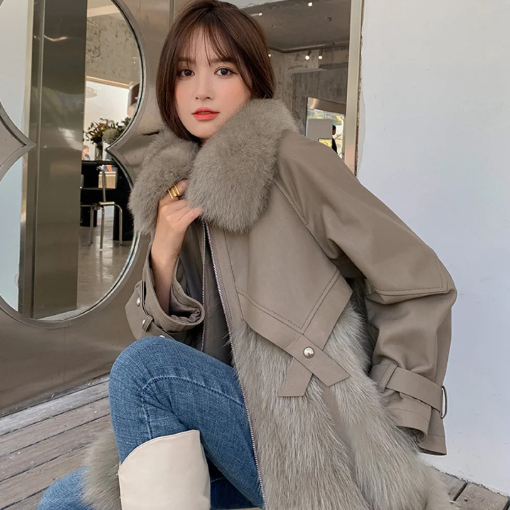 UETEEY Fried Street Imitation Fox Fur Coat Female Winter 2023 New Sheepskin Stitching Young Women's Coat