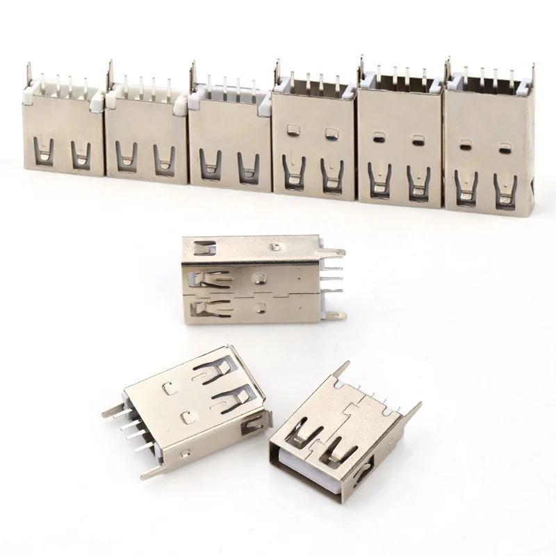 

10 шт., вертикальные 4-контактные разъёмы USB Type-A 180 градусов