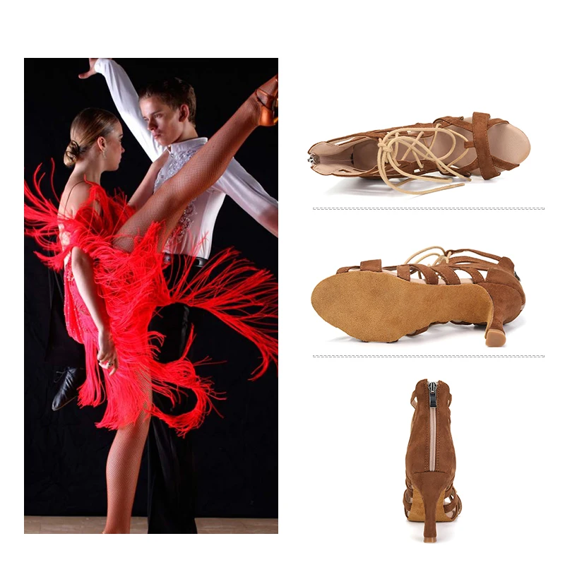 DKZSYIM Women Dance Boots Ballroom Jazz Dance Shoes Ladies Girls Soft Soles Tango/Latin Dance Shoes High Heels 7cm-10CM