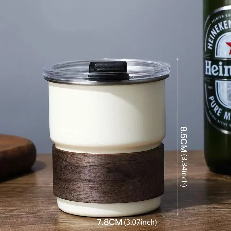 300 мл американская кофейная чашка из нержавеющей стали портативная и с крышкой