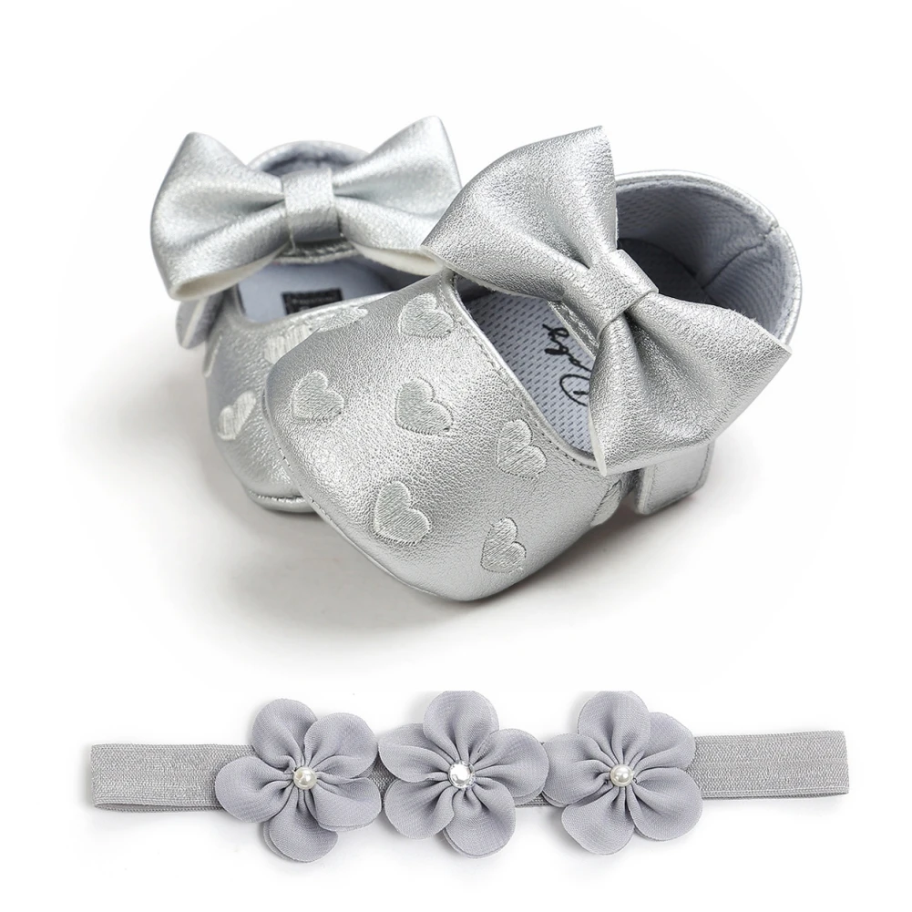 Детская нескользящая обувь с бантом и повязкой на голову |