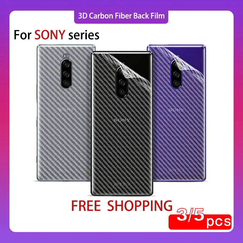 

3/5PCS 3D Carbon Fiber Back film For SONY XZS XZP XA1 XA2 Ultra PLUS Ultra Soft Rear Film For XZ1 ZX2 XZ3 XZ4 XC XP Back Film