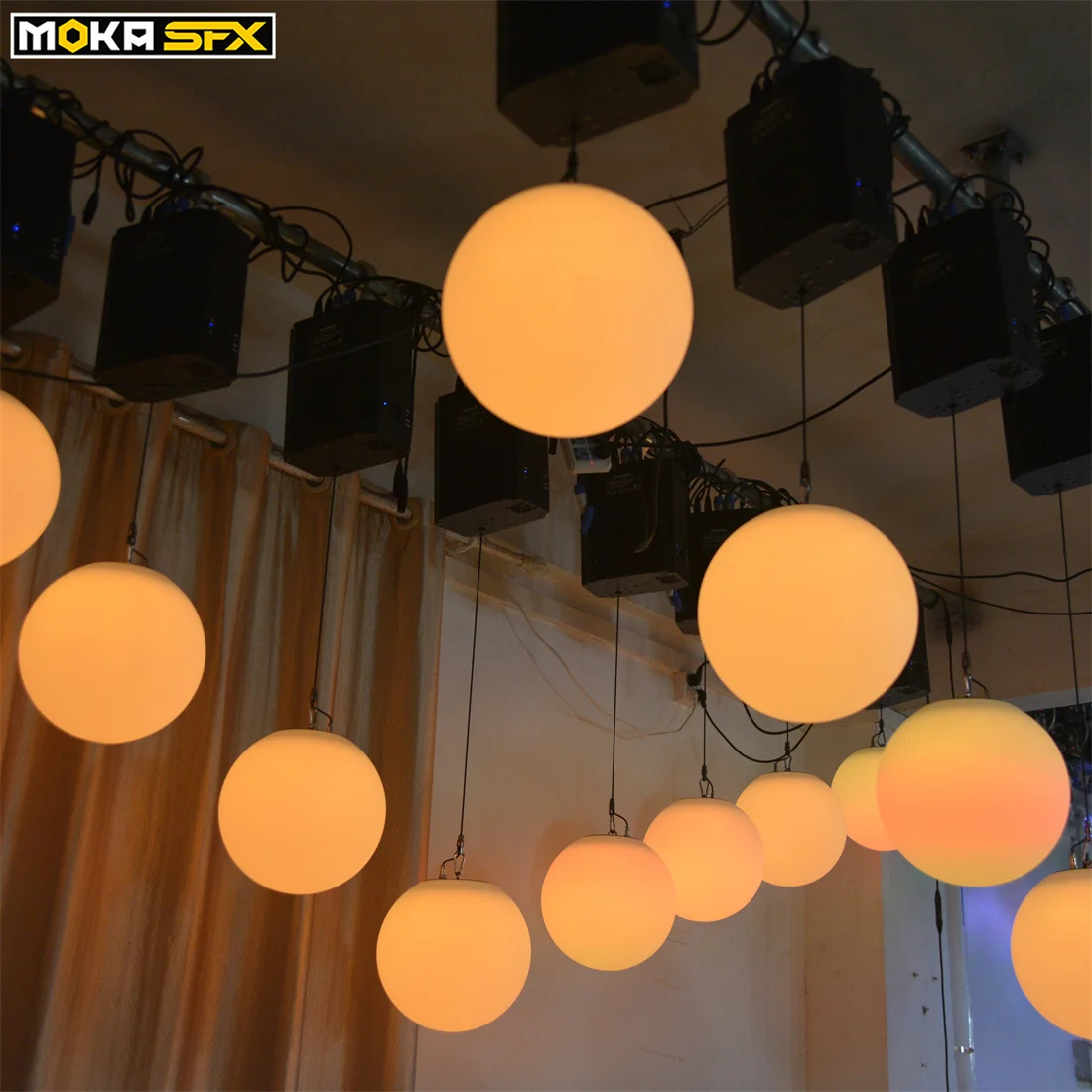 MOKA SFX RGB DMX Lifting Ball LED Effect Light for Nightclub Colorful Kinetic Stage Light Professional Up Down Winch Ball Light