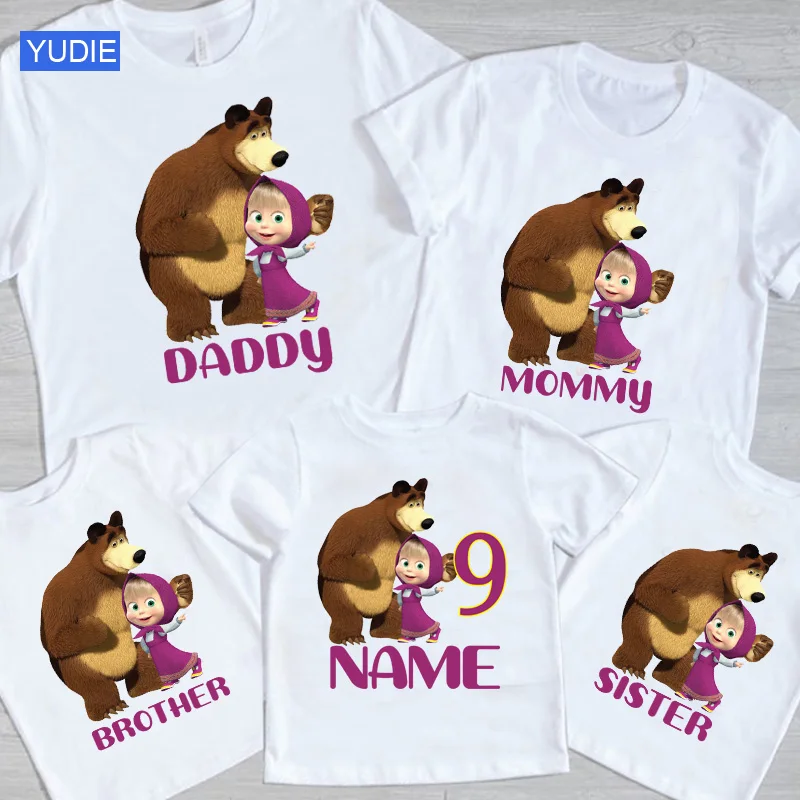 Camiseta de cumpleaños con nombre personalizado, camiseta de dibujos animados con número 1-10 para niñas, Tops divertidos para bebés, ropa para niños 2022