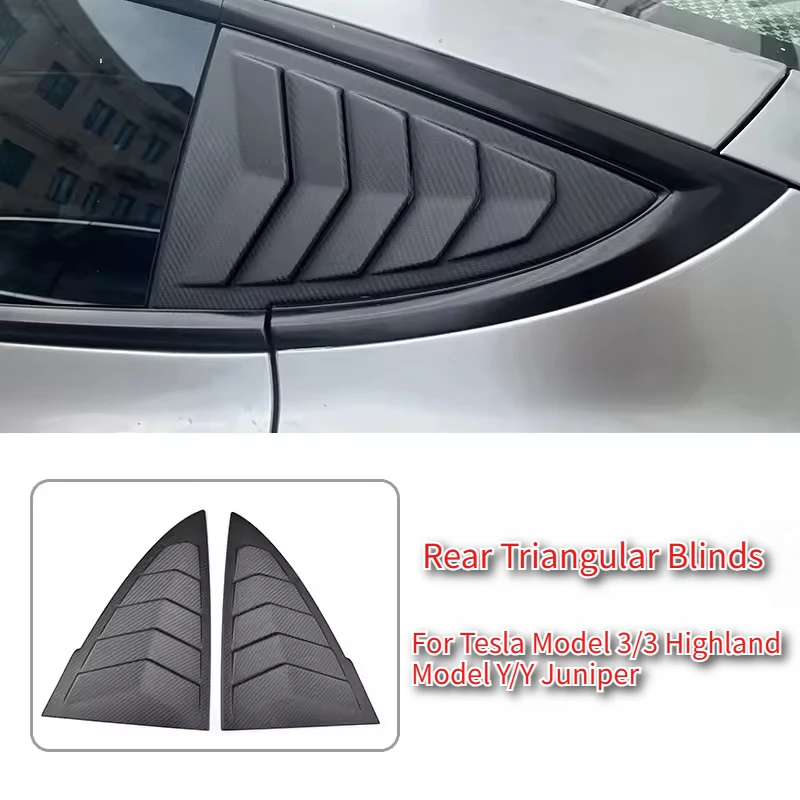 Фото Для Tesla Model 3/3 Highland Model Y/Y Juniper задние треугольные жалюзи задний треугольный спойлер на окно жалюзи крышка украшения №1