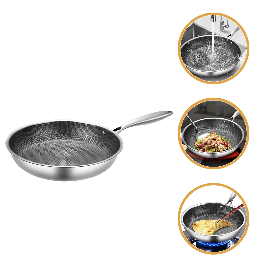 

Omelet Pan Stainless Steel Wok for Gas Stove Non Stick Pot Stoves Cooking Coating Kitchen Work Stir-fry Honeycomb