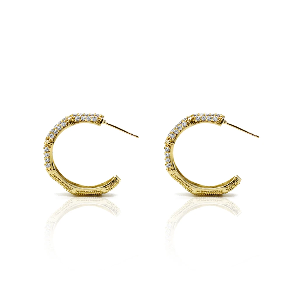 

Hot Sale Classical Geometric Cubic Zirconia Gold Color Stud Earrings For Women Girls Fashion Birthday Jewelry Accessories Gifts
