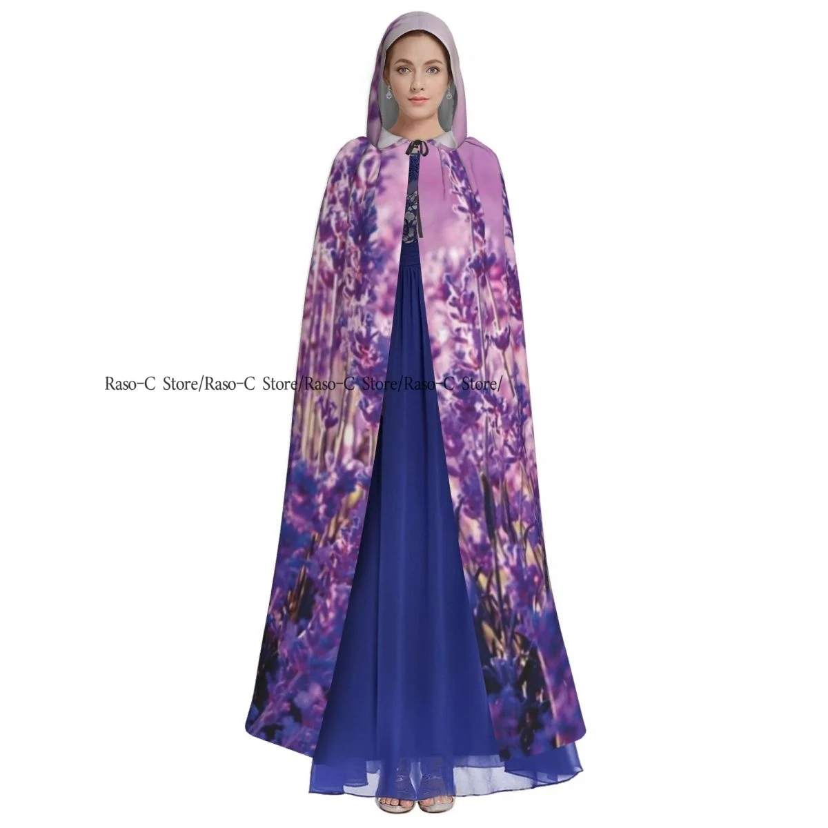 Длинная накидка плащ с лавандовыми цветами во Франции капюшоном пальто осенние