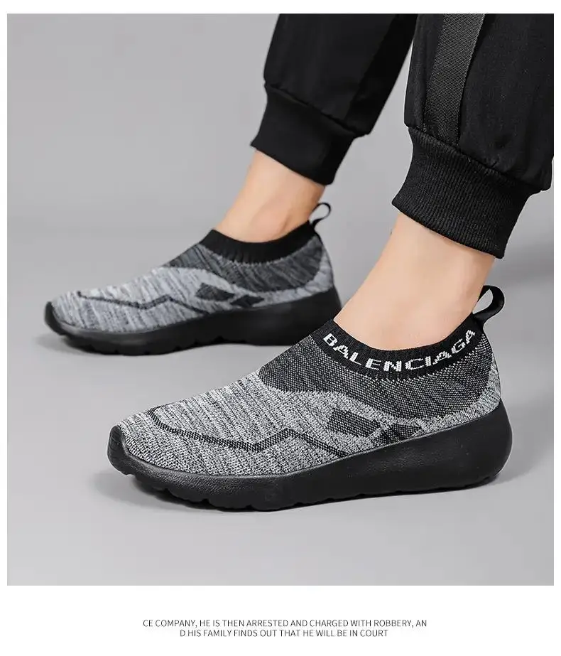 

2023 Men's Mesh Sneaker Free Shipping Unisex Spring Autumn Soft Sole Non Slip Light Big Size Breathable Slip-On Running Shoes