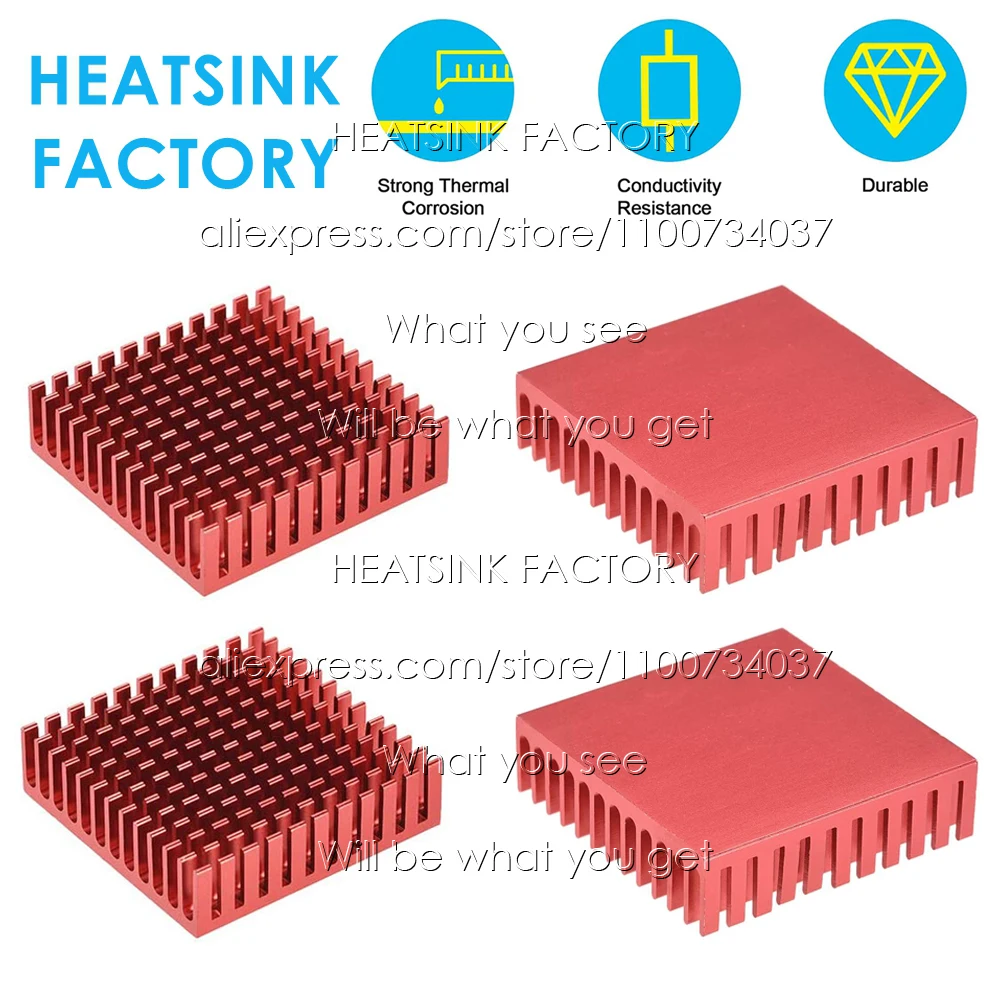 

40x40x11 мм красный квадратный зигзаг алюминиевые штырьковые ласты радиатор охлаждения радиатора охлаждения для быстрой мощности ЦП IC транзисторный модуль PCB