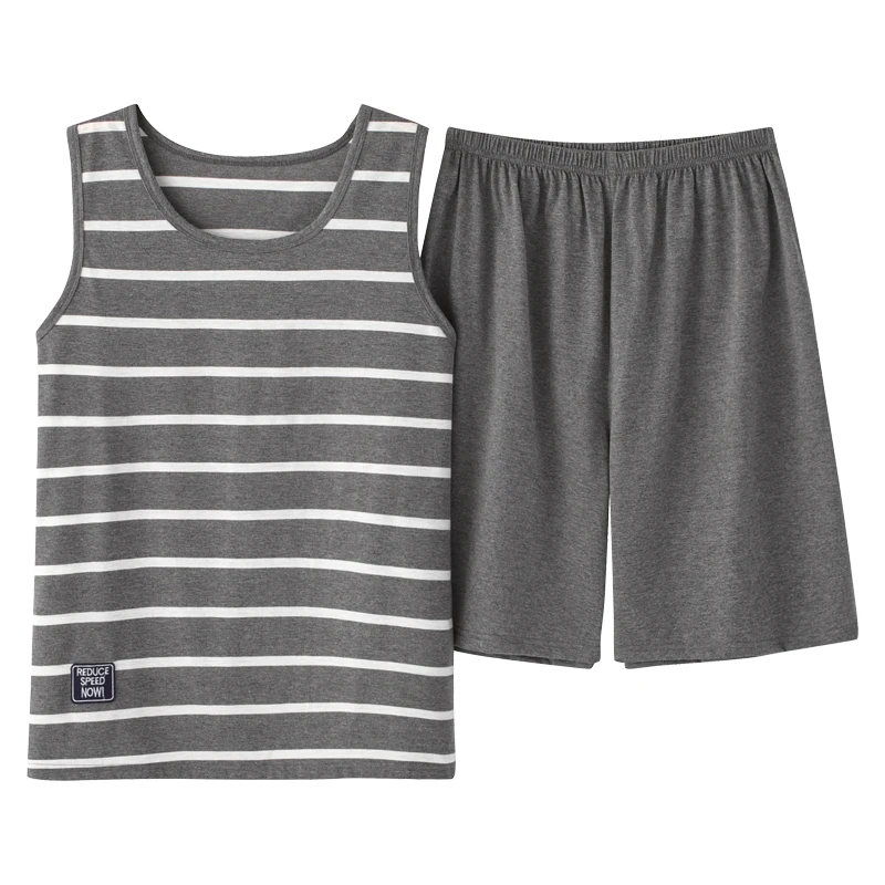 Летние вязаные хлопковые жилет для пары пижамный комплект свободная мягкая