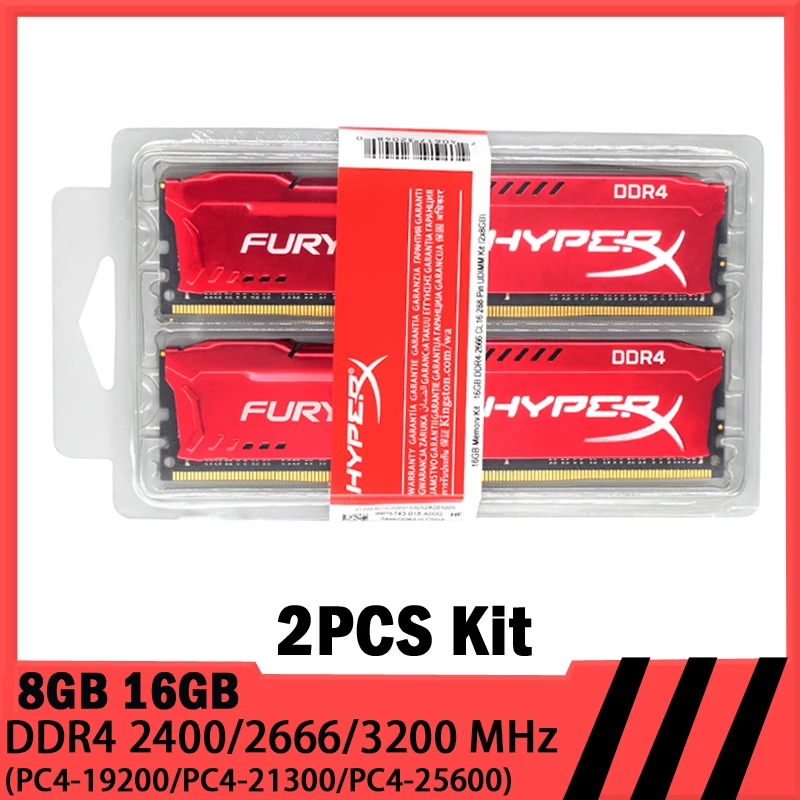 

Memoria DDR4 RAM 16GB 2x8GB 32GB 2x16GB Kit 3200 2400 2666MHz Desktop Memory 288Pins 1.2V PC4-25600 21300 19200 DIMM HyperX RAMs