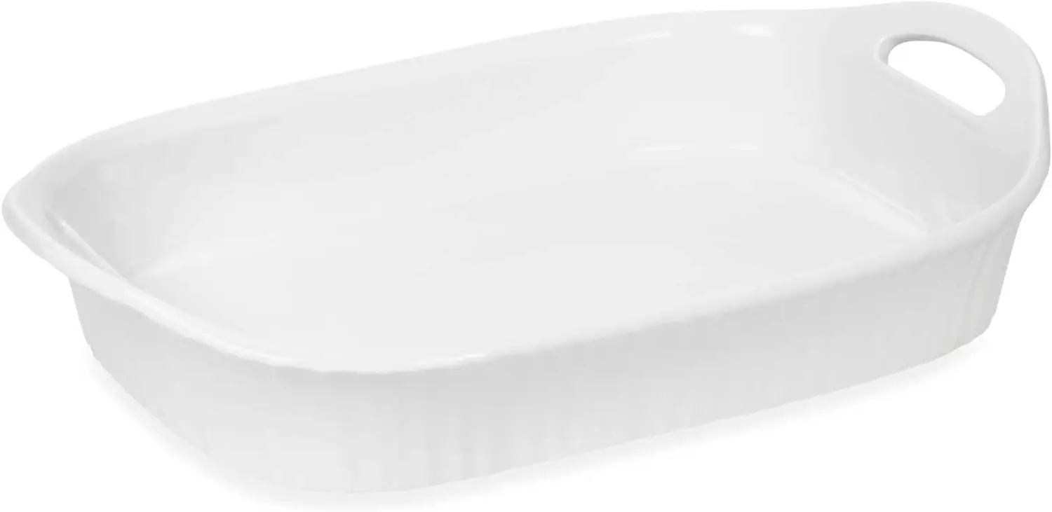 

White III 3-Quart Ceramic Oblong Casserole Dish with Sleeve | Oven, Microwave, Refrigerator and Freezer Safe