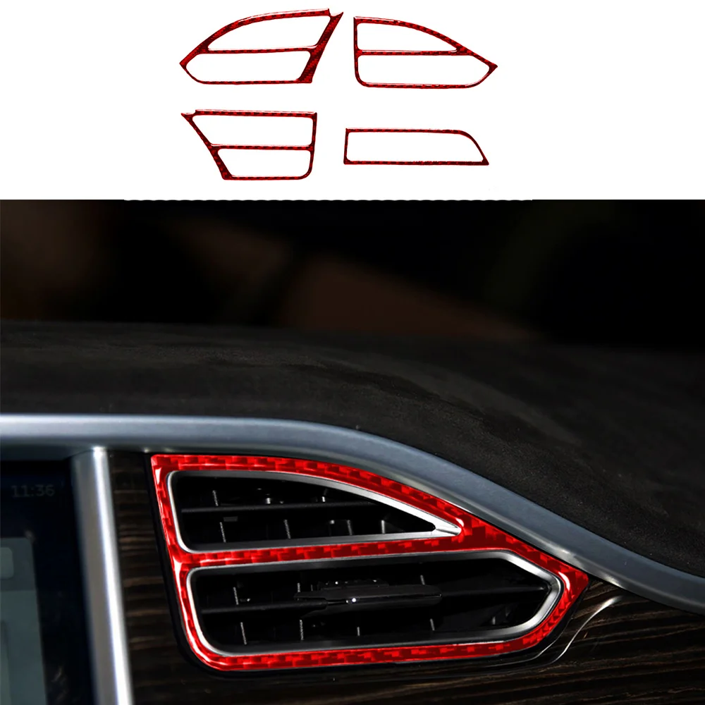 

Real carbon fiber car Air outlet of central control instrument interior Sticker Car accessories decoration Fit For Tesla X 2015-