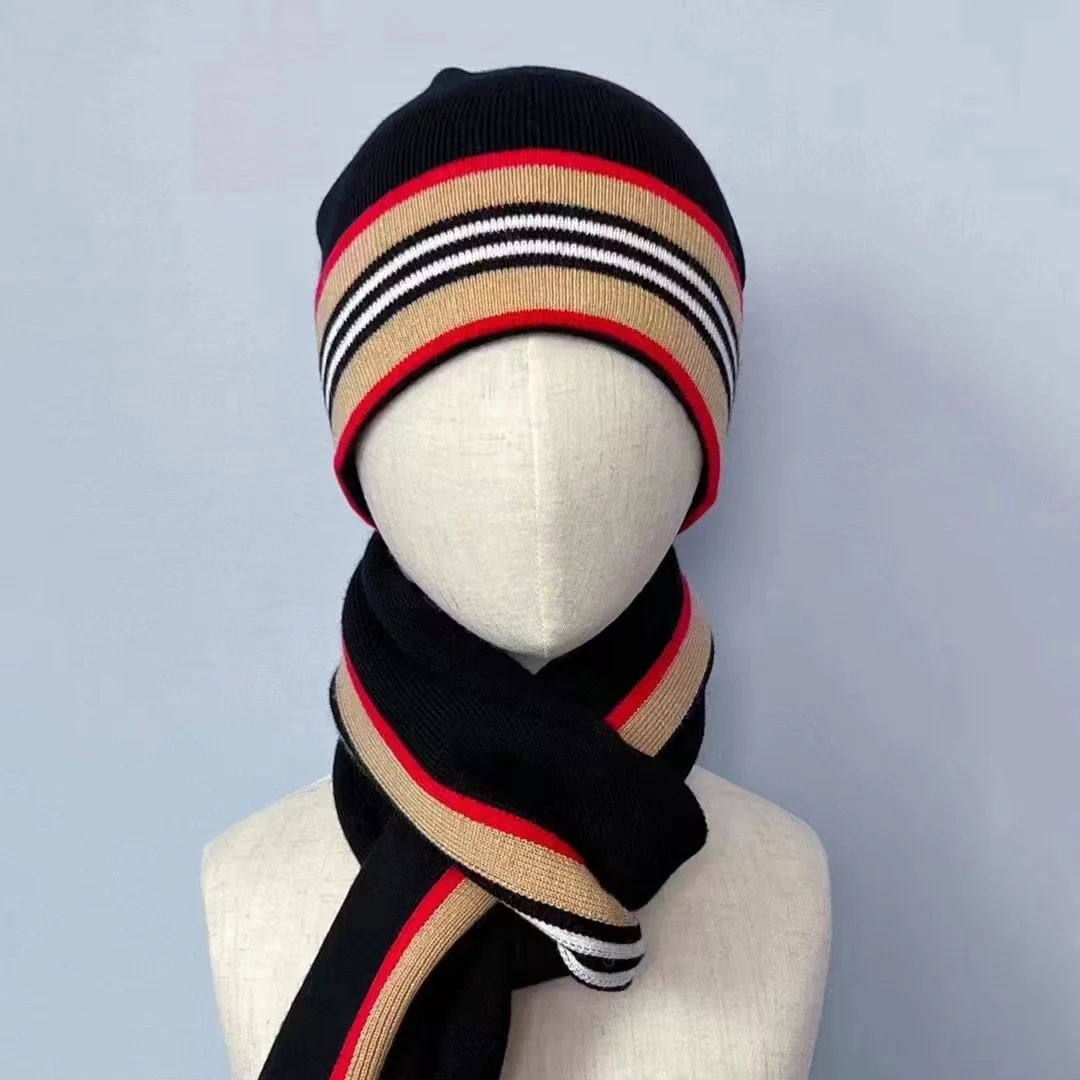 

Лидер продаж 2022, черный шарф в полоску Kahaki и шляпа, брендовый Детский шарф для мальчиков и девочек