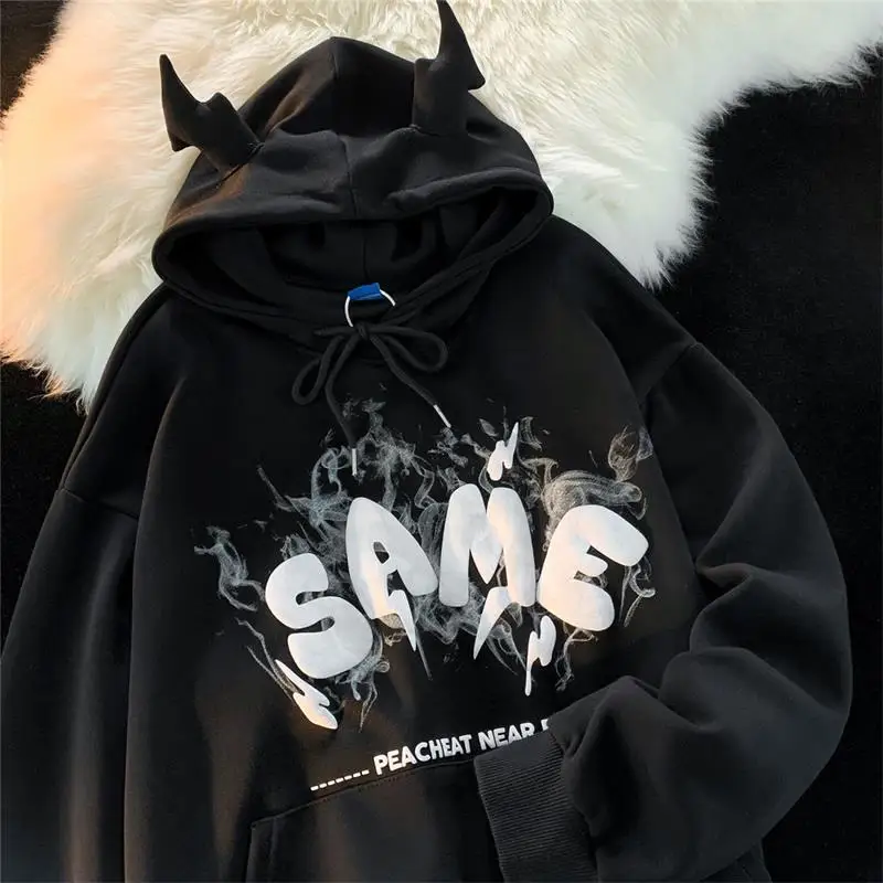 

Funny Kawaii Graffiti Monster Bubble Print Anime Hoodie Women Men's Korean Fashion Casual Streetwear Hip Hop Gothic Sweatshirt