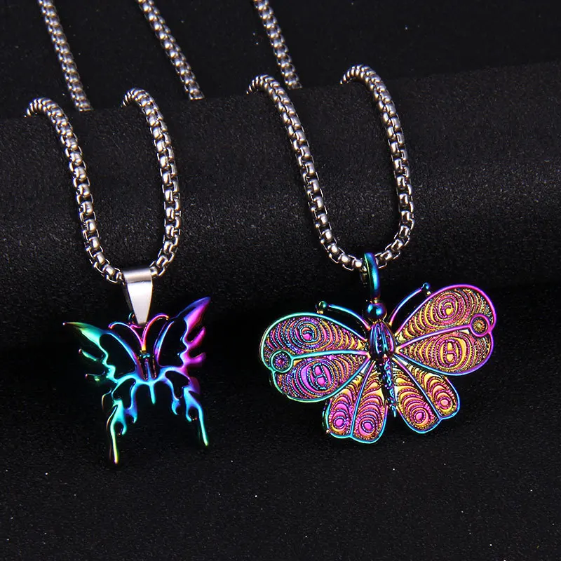 

New Trendy Alloy Cute Elegant Wish Luck Butterfly Beautiful Pendant Necklaces for Personality Color Flying Animal Insect Necklac
