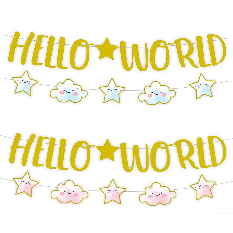

JOYMEMO Hello World Фотофон для новорожденных Милая надпись облако звезда баннер на день рождения детский праздник товары для дня рождения