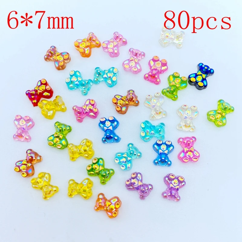 50/60/70/80 шт. Kawaii милый мини красочный медведь с плоской задней частью смоляные