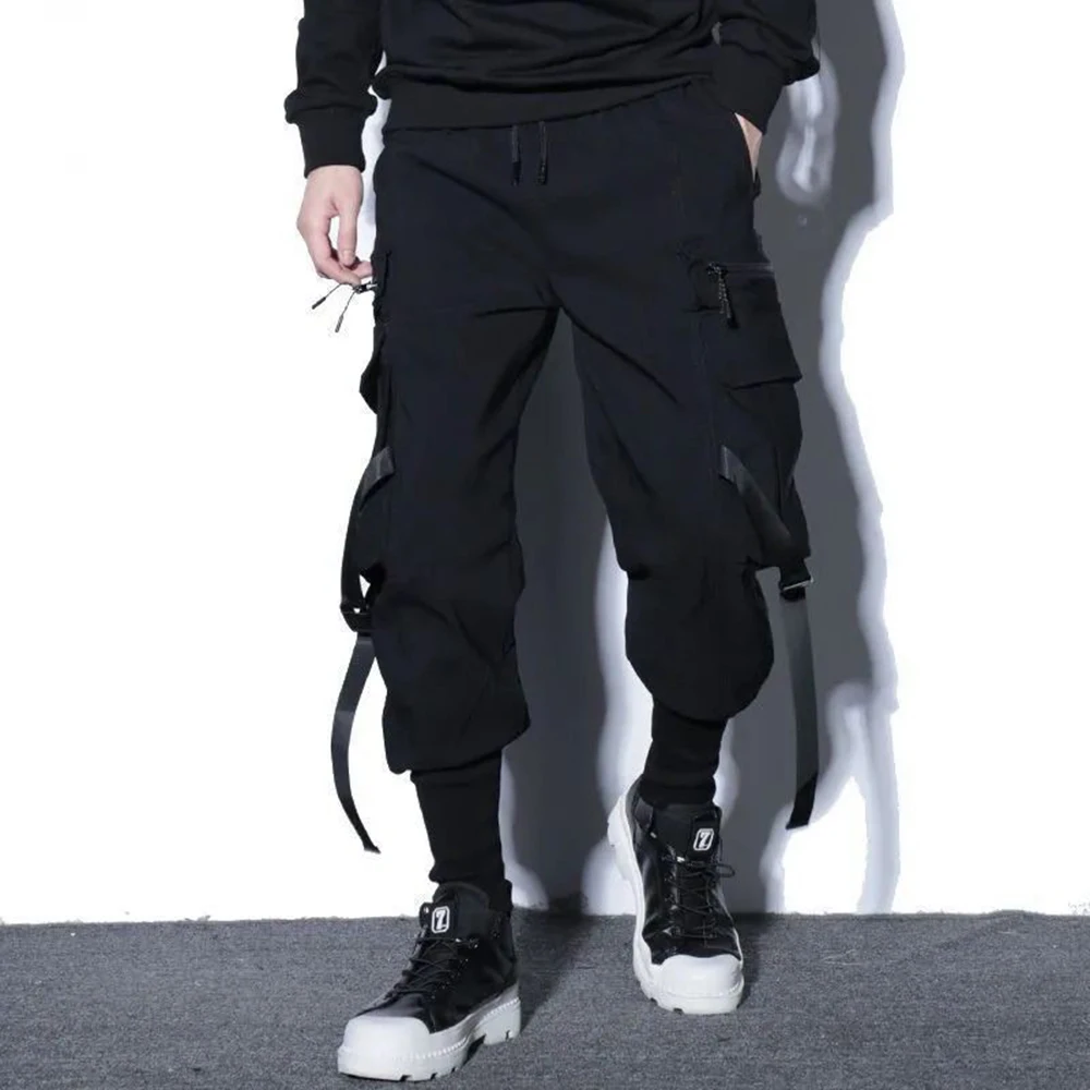 Мужские осенние спортивные Леггинсы с ребристыми манжетами для фитнеса стильные