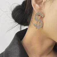 personality creative dollar artificial rhinestone earrings ladies fashion earrings luxury charm jewelry