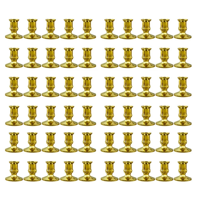 

60X Золотая подсвечник в форме столба, конусный подсвечник, подсвечник, украшение для рождественской вечеринки