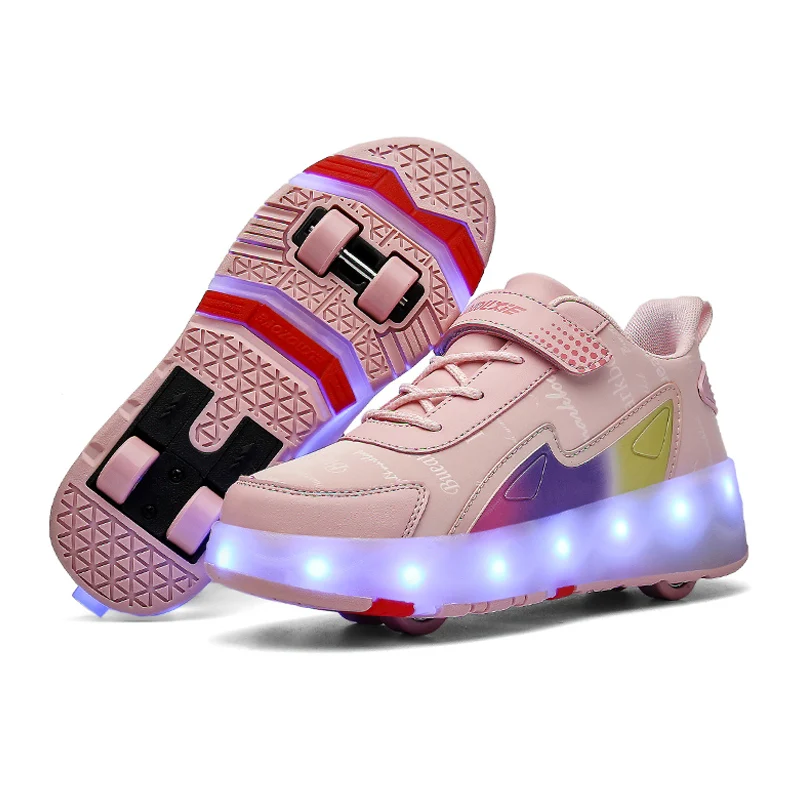Enlarge Roller Sneakers 4 Wheels Children Girls Boys Baby 2022 Gift Fashion Kids Sports Casual Led Light Flashing Outdoor Skate Shoes