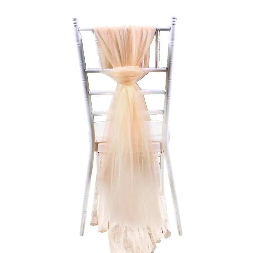 

Wedding Chair Back Gauze Party Decor Banquet Event Organza Sashes Mesh 2m Tulle DIY Ornaments Photo Prop