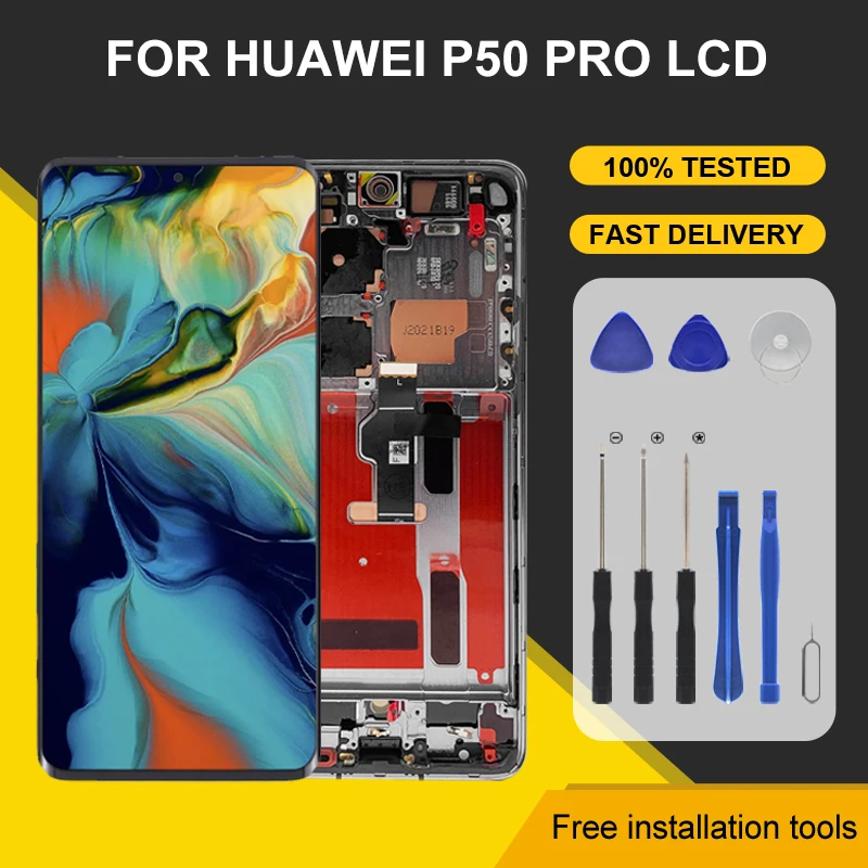 

1Pcs Amoled Display For Huawei P50 Pro Lcd Touch Panel Screen Digitizer JAD-AL50 JAD-LX9 Assembly Free Shipping With Tools