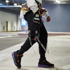 Брюки-карго мужские в стиле хип-хоп, уличная одежда, Джоггеры в стиле Харадзюку, повседневные брюки, уличные эластичные шаровары, спортивная одежда с лентой