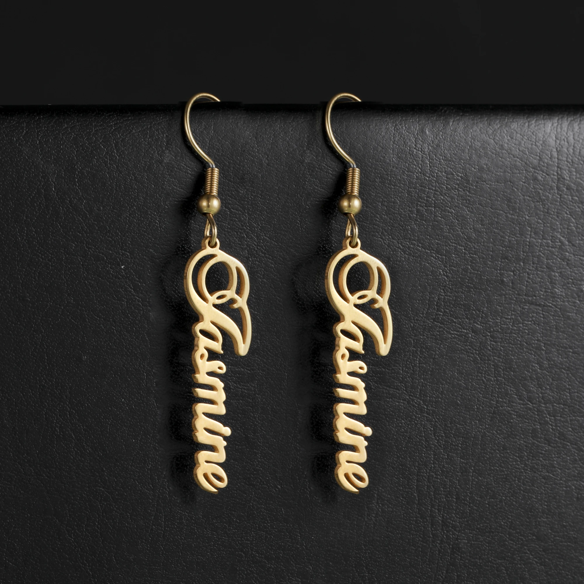 

Stainless Steel Personalized Customize Name Dangle Earrings Jewelry For Women Girls Custom Drop Earring Fashion Free Shipping