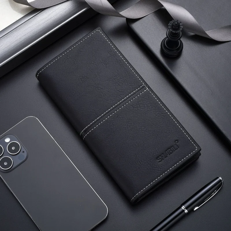 New Business Men's Long Wallet Multi Card Slots Coin Purses PU Leather Man Card Holder Slim Money Clip