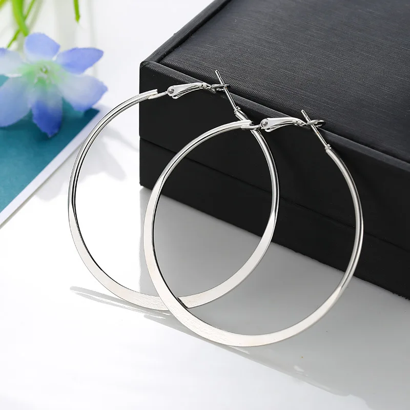 

1 Pair Exaggerated Big Smooth Circle Hoop Earrings For Women Aros Simple Round Loop Ear Wedding Jewelry Brincos Cool Gift