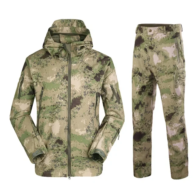 

New2022 Skin Soft Shell Tactical Jackets Men Camouflage TAD Outdoor Waterproof Jacket Sets Male Military Hunting Thermal Clothes