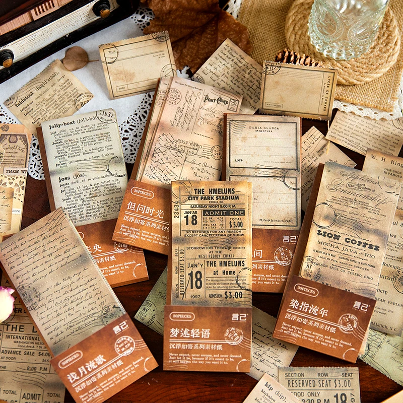 

30 шт./упаковка, бумажные ретро-блоки для записей