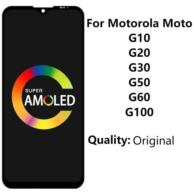 ЖК-дисплей Super AMOLED для Motorola Moto G10 G20 G30 G50 G60 G100, дисплей с рамкой, сенсорная панель в сборе, дигитайзер, детали ЖК-дисплей Super AMOLED для Motorola Moto G10 G20 G30 G50 G60 G100, дисплей с рамкой, сенсорная панель в сборе, дигитайзер, детали