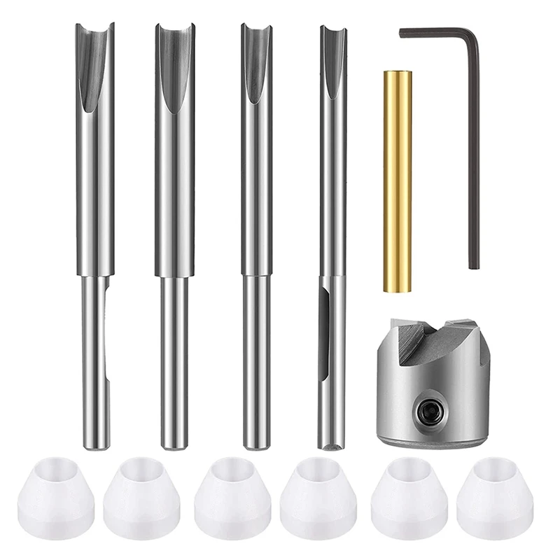 

13Pc Pen Barrel Trimming System With 6 Pieces Pen Bushings White Pen Bushings Mill Trimmer Set For Woodworking Pen Kit