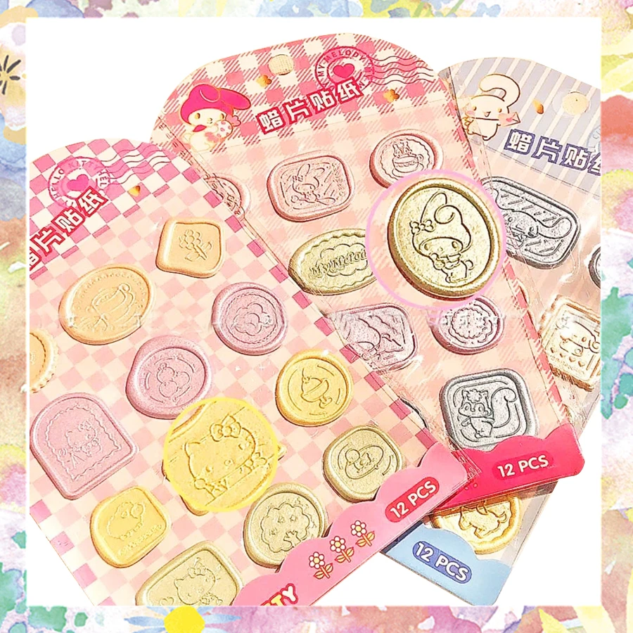 

Sanrioed Wax Flake Stickers Letter Sealing Kawaii Anime My Melody Kuromi Hello Kitty Retro Diy Material Cute Girls Gifts Toy