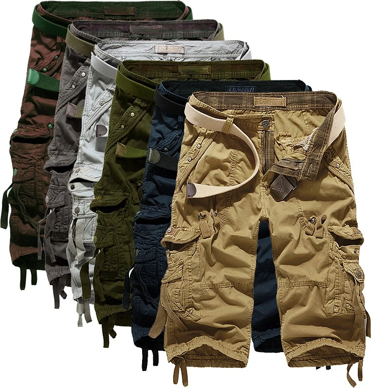 

Cargo Shorts Man Cotton Short Hombre Multi-pocket Shorts
