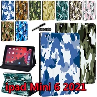 case for apple for ipad mini 6 8 3 2021 a2567 a2568 a2569 funda anti fall stand leather camouflage print tablet case for mini 6